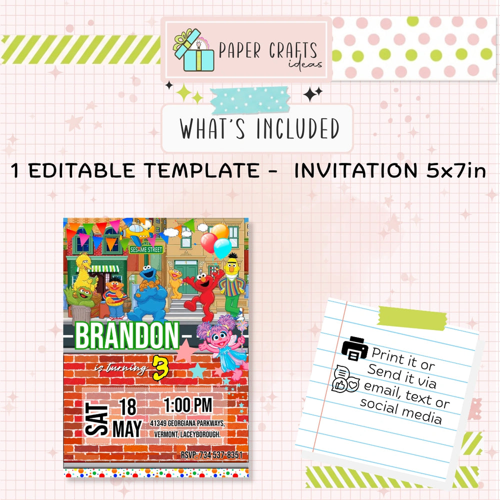 elmo sesame street birthday invitation printable download