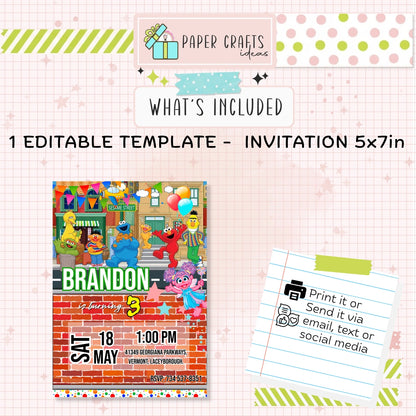 elmo sesame street birthday invitation printable download