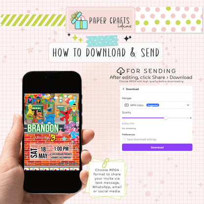 editable sesame street birthday invite digital template