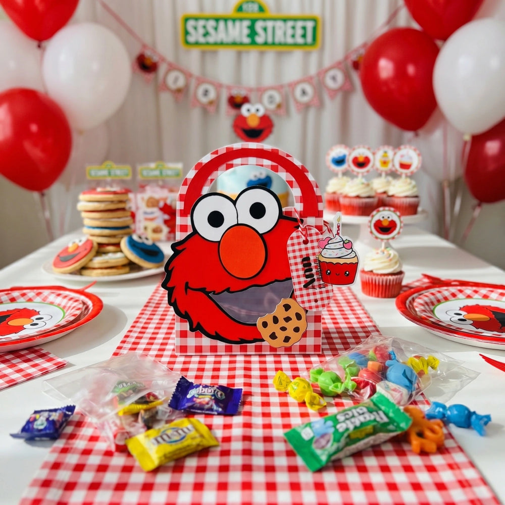 kids birthday favor box featuring elmo theme for treats and surprises