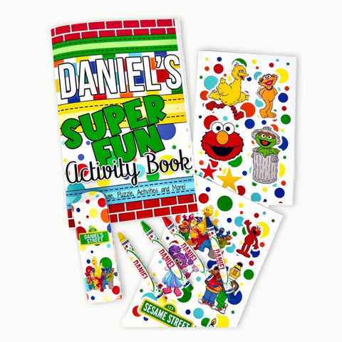 Sesame Street Activity Book Party Favor — Custom Name Coloring Kit | Kids Birthday Supplies
