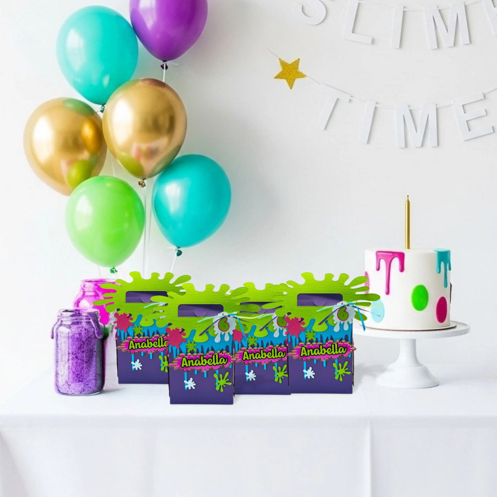 Slime Party Favor Bags — Custom Name & Age | Kids Birthday Party Decorations
