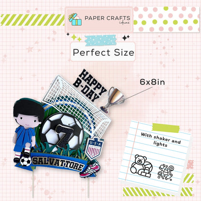 Soccer Cake Topper – 3D Goal Net, Ball & Player, Name & Age