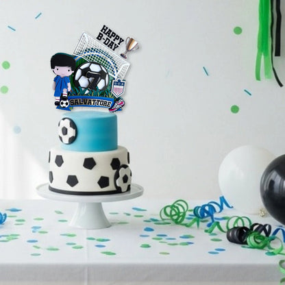 Soccer Cake Topper – 3D Goal Net, Ball & Player, Name & Age