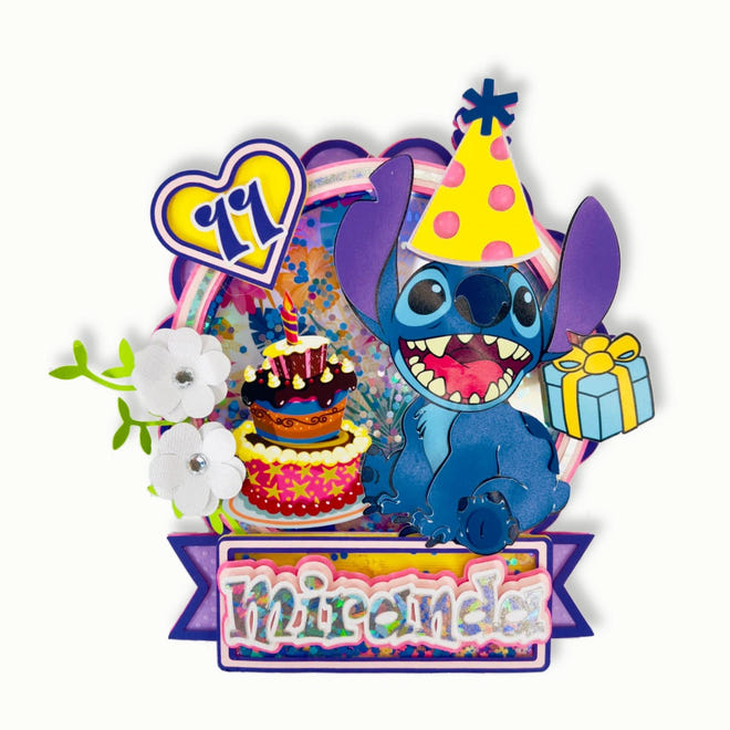 Stitch Cake Topper with Shaker and LED Lights | Personalized Birthday Party Decoration