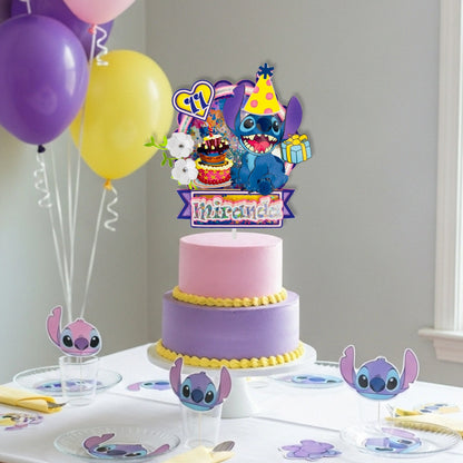 Stitch Cake Topper with Shaker and LED Lights | Personalized Birthday Party Decoration