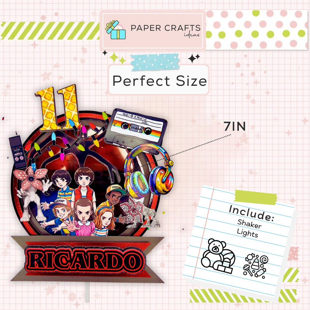 Stranger Things Cake Topper with Lights & Shaker