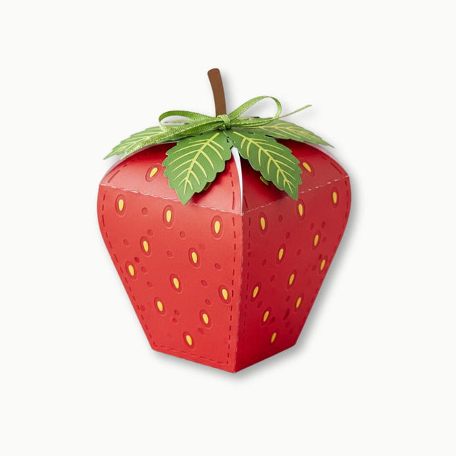 Strawberry party favor box for kids birthday party with cute strawberry design