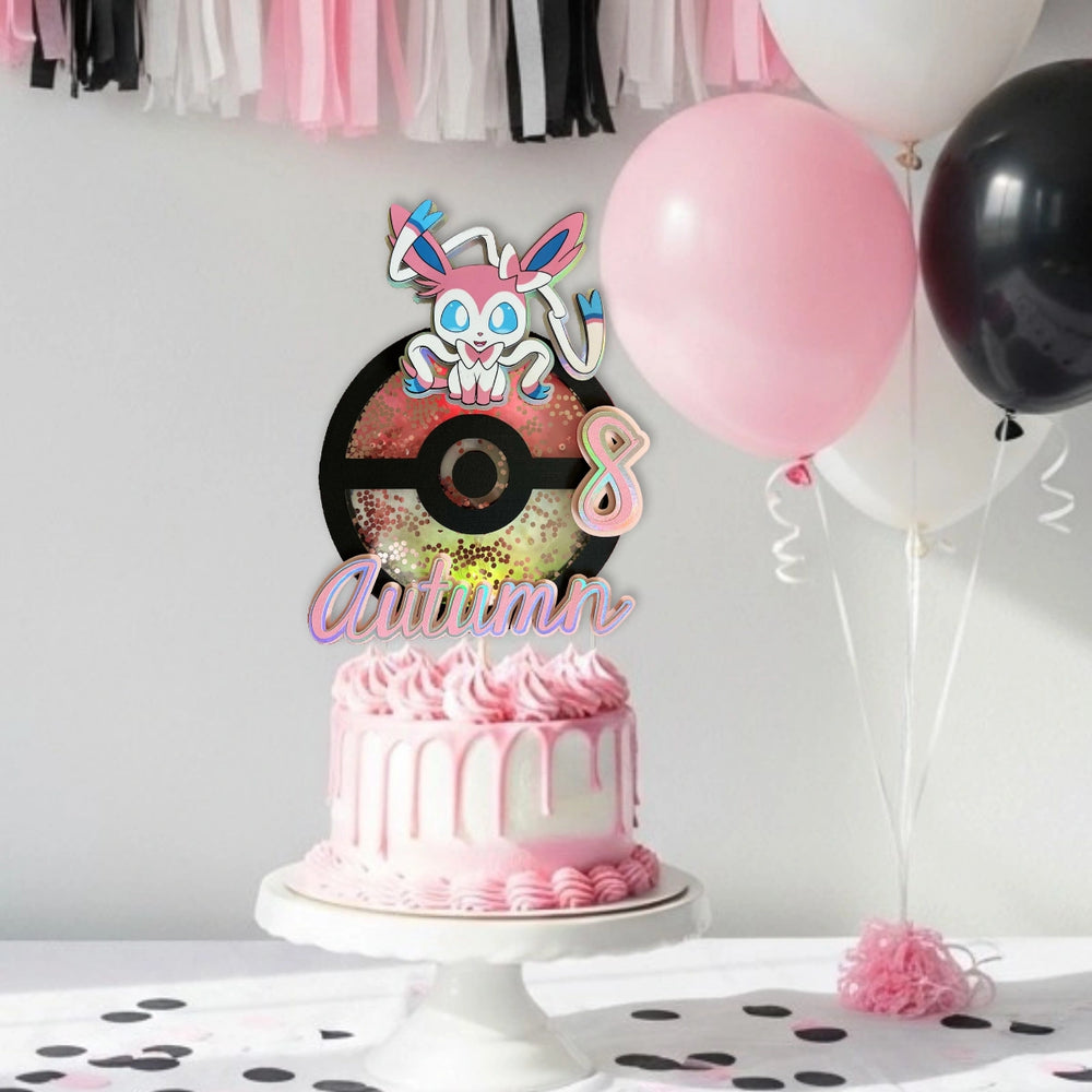 Sylveon Pokemon Cake Topper – Pink Ribbon Creature, Name & Age