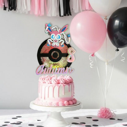 Sylveon Pokemon Cake Topper – Pink Ribbon Creature, Name & Age