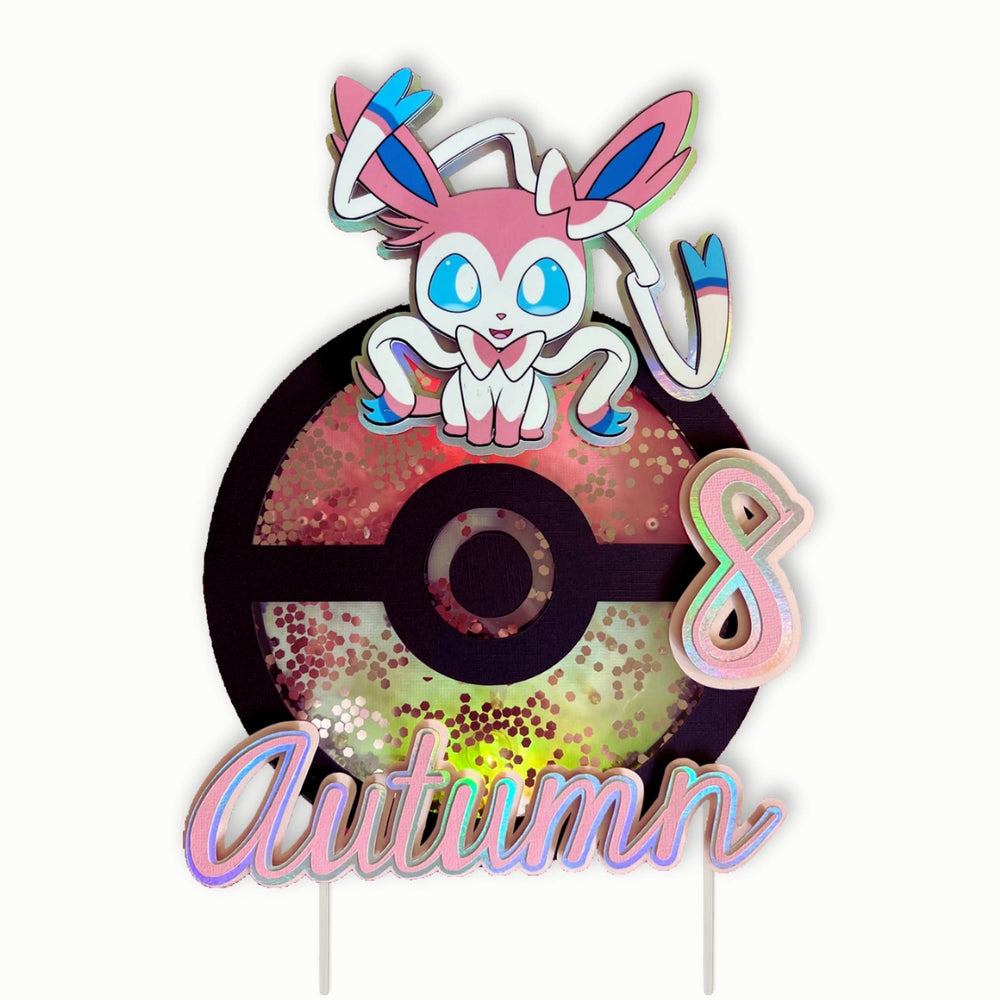 Sylveon Pokemon Cake Topper – Pink Ribbon Creature, Name & Age