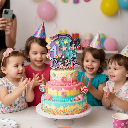Personalized Vanellope Candy Theme Cake Topper Shaker and Ligths – Girl Birthday Cake Decoration