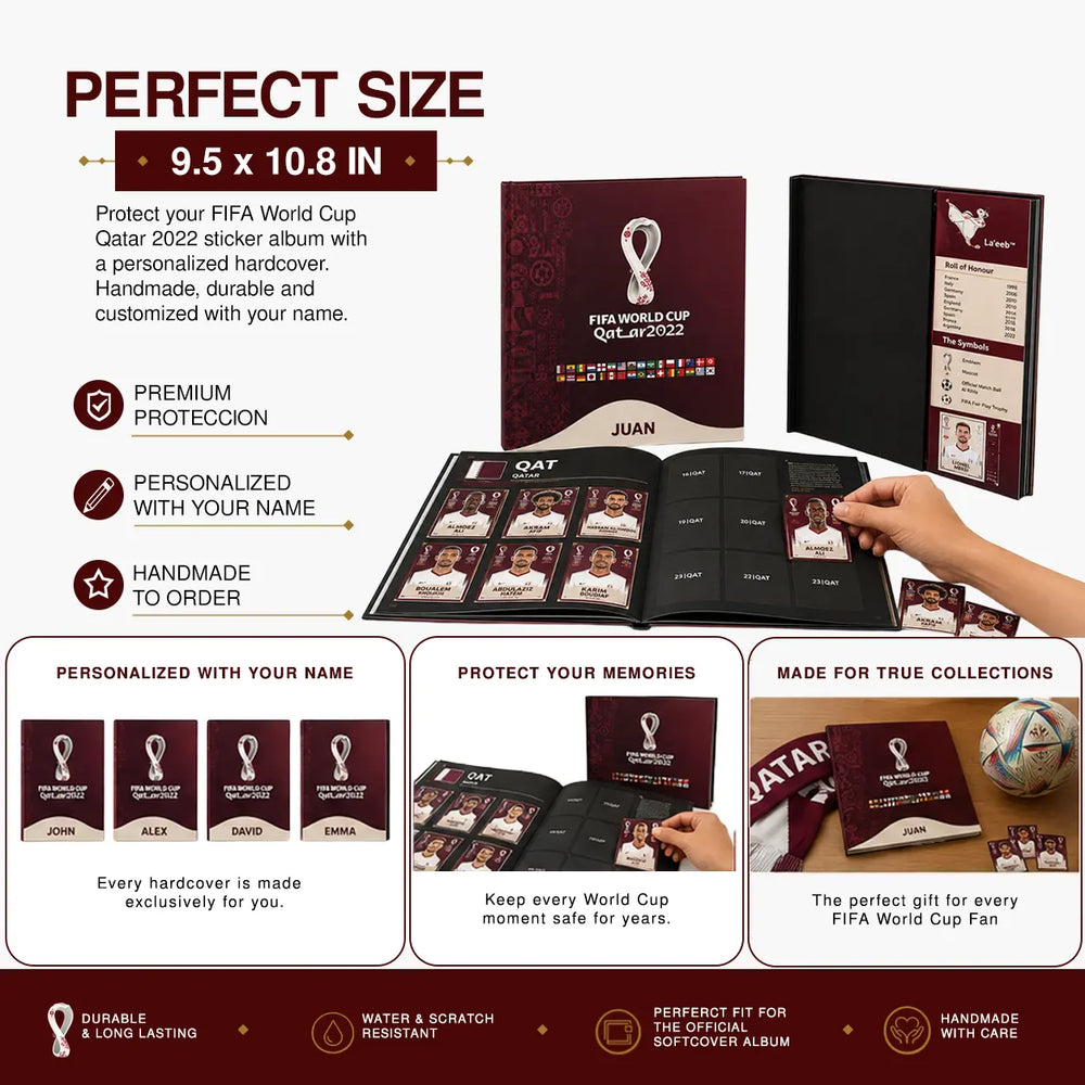 fifa world cup qatar 2022 personalized hardcover album cover with custom name